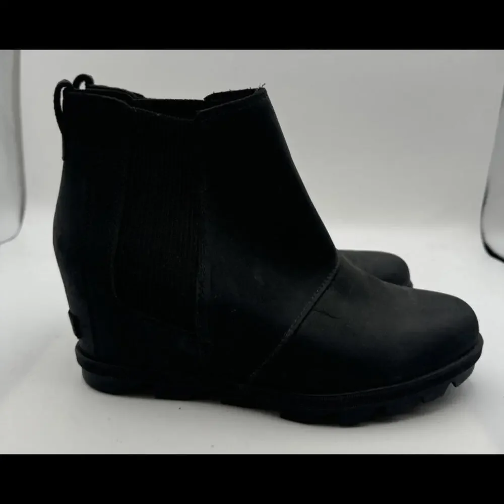 Sorel Joan of Arctic Leather Wedge Chelsea Boot Black Size 10 US - Picture 2 of 9